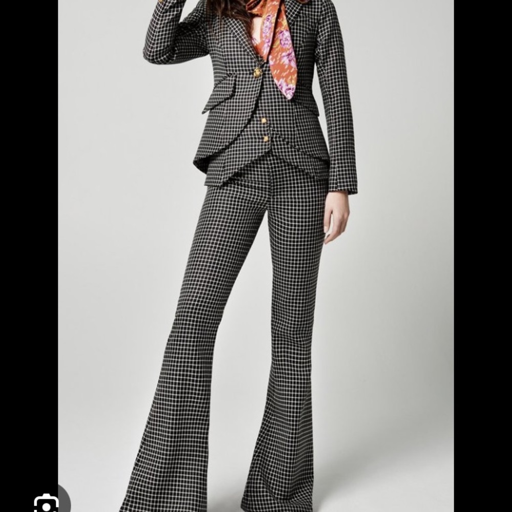 Chic Black and White Checkered Suit